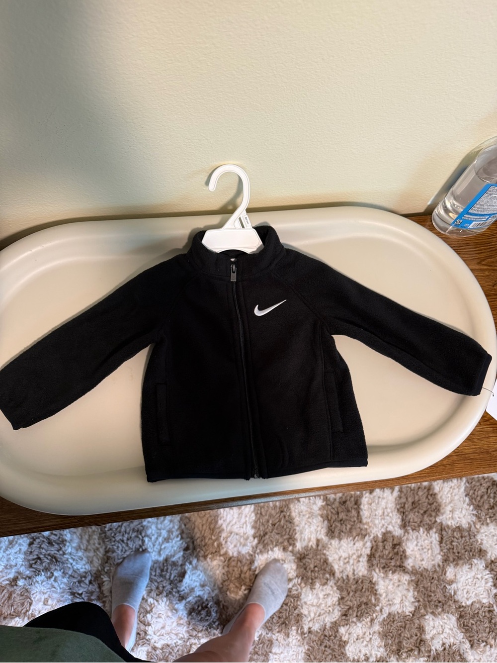 Nike Black Kids Zip-Up Fleece Jacket with White Swoosh